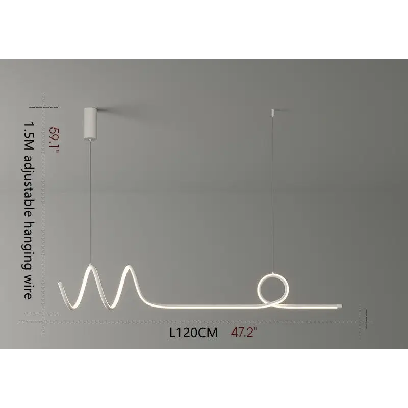 Nordic Long Strip LED Pendant Lamp for Living Dining - L47.2’ / L120.0cm White Neutral