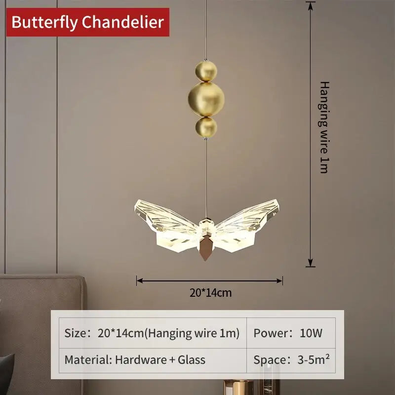 Nordic Luxury Creative Butterfly Lamp for Bedroom Living - Pendant lights 20CM / neutral