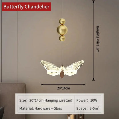 Nordic Luxury Creative Butterfly Lamp for Bedroom Living - Pendant lights 20CM / neutral
