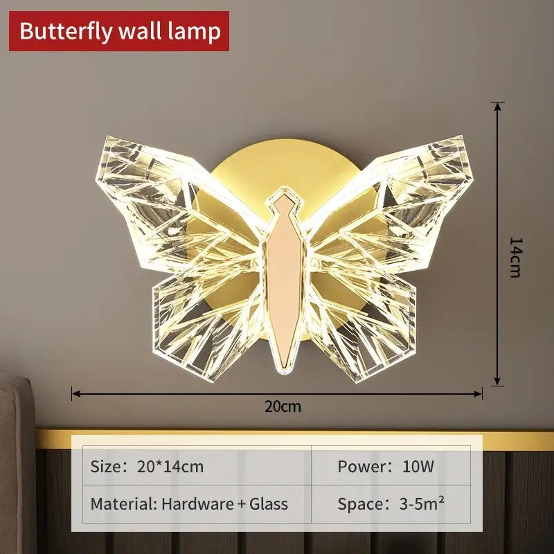 Nordic Luxury Creative Butterfly Lamp for Bedroom Living - Wall lamp 20CM / neutral light