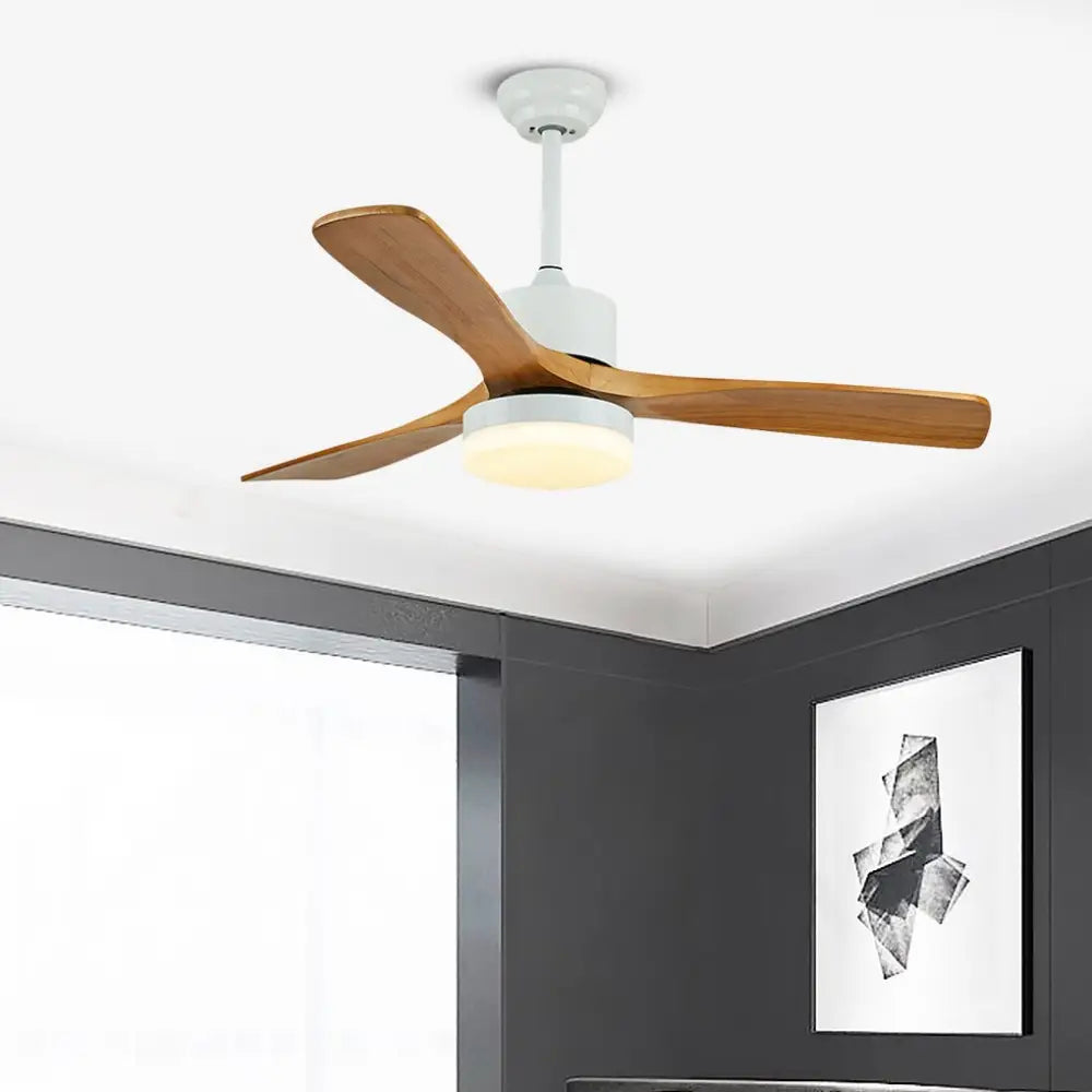 Nordic Minimalist Solid Wood LED Ceiling Fan for Living - Lighting > lights Fans