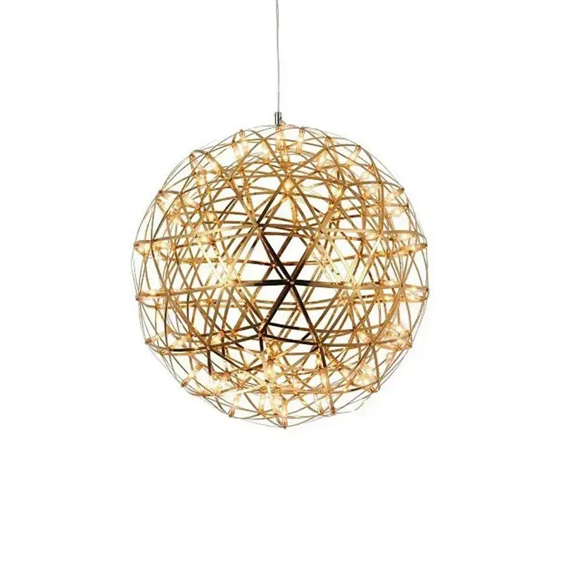 Nordic Modern Ball Fireworks Pendant Light - Gold body / D60cm 92bulbs / Warm White