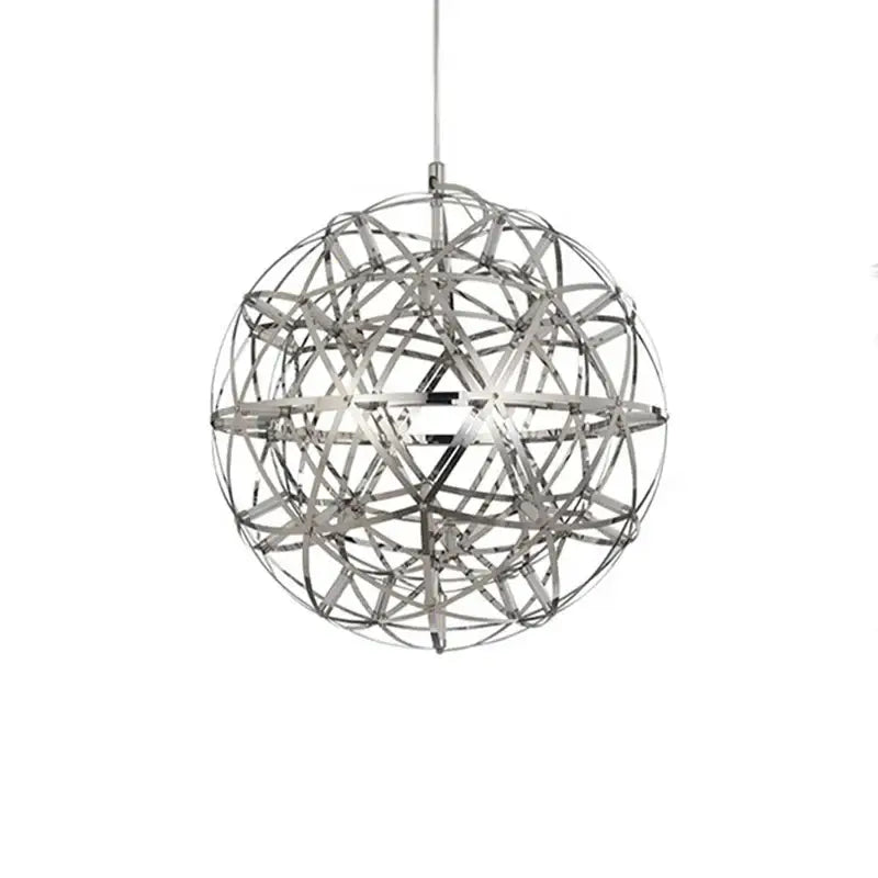 Nordic Modern Ball Fireworks Pendant Light - Silver body / D60cm 92bulbs / Warm White