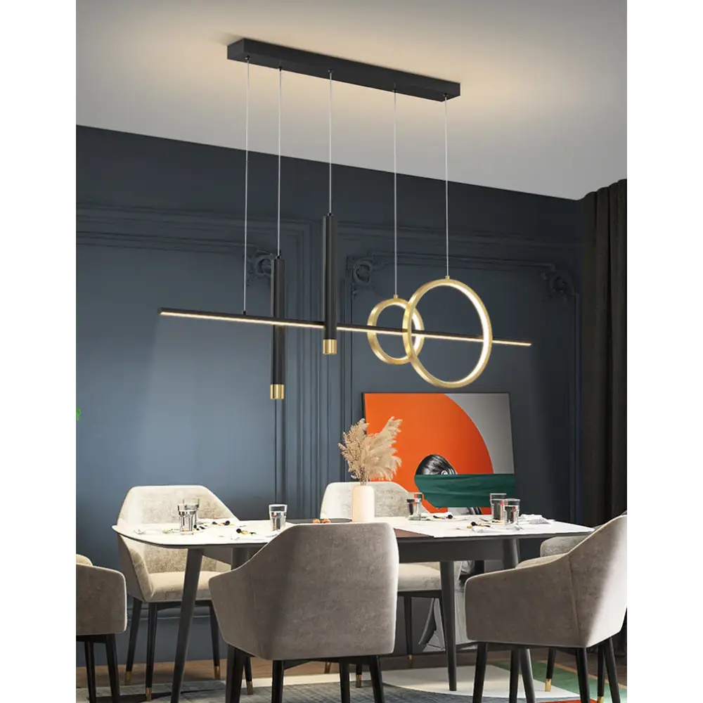 Nordic Modern LED Pendant Light for Dining Kitchen - Cool / Black + Gold / L47.2’