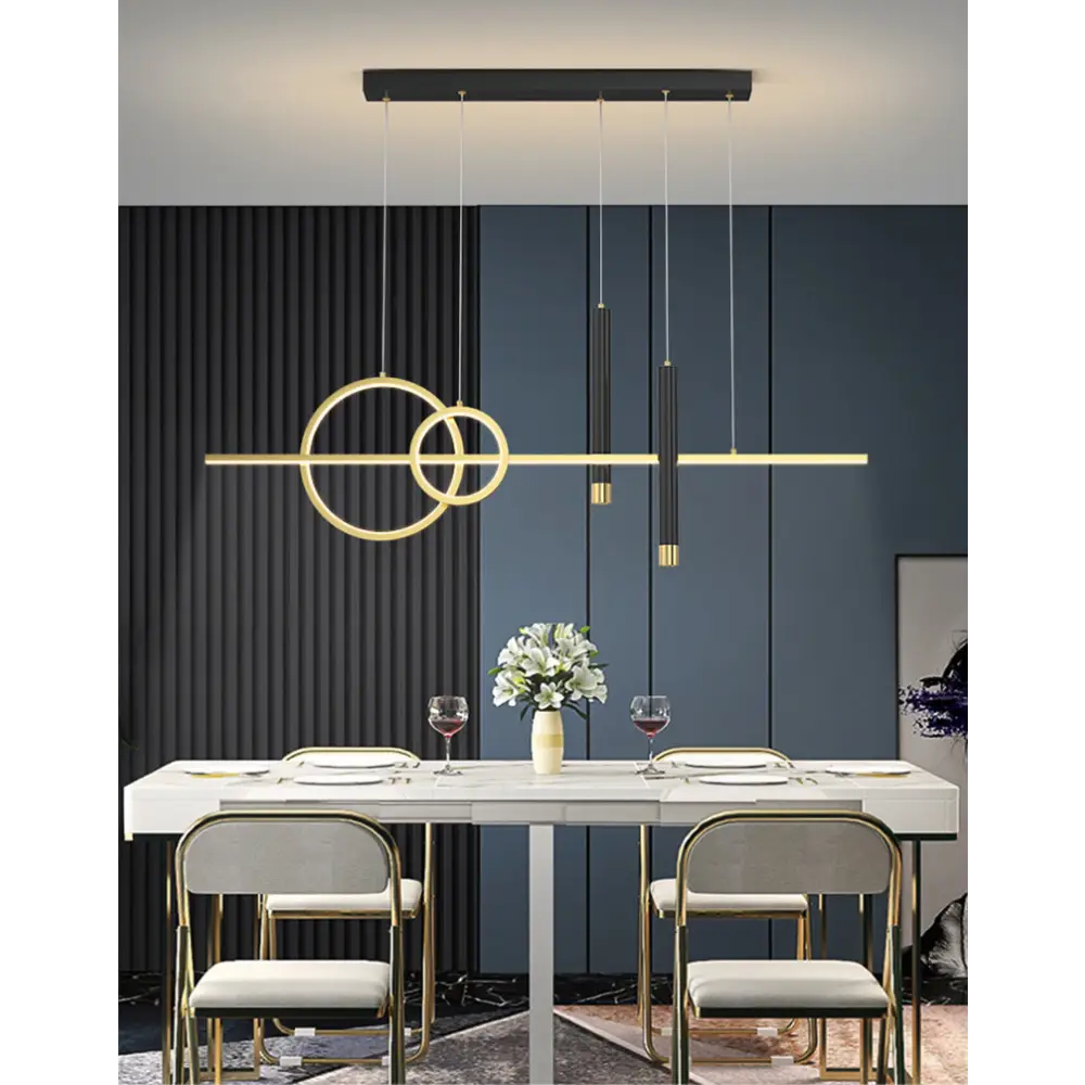 Nordic Modern LED Pendant Light for Dining Kitchen - Cool / Gold + Black / L39.4’