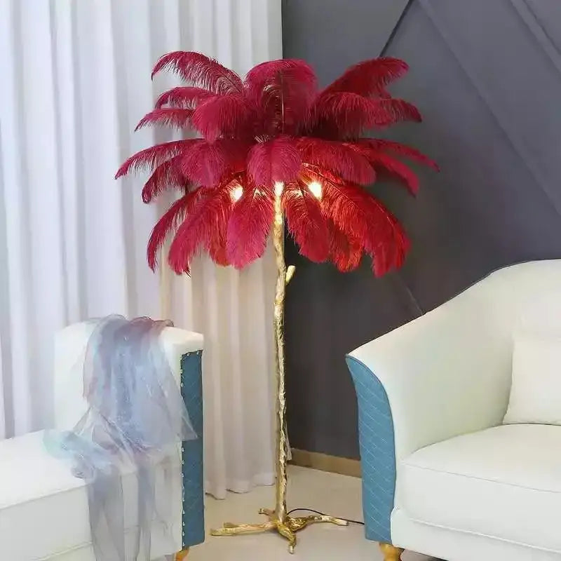 Nordic Ostrich Feather LED Floor Lamp for Living Bedroom