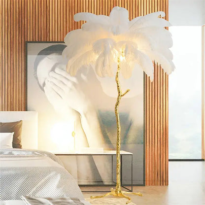 Nordic Ostrich Feather LED Floor Lamp for Living Bedroom