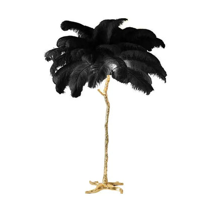 Nordic Ostrich Feather LED Floor Lamp for Living Bedroom - black / H120cm 35 feathers