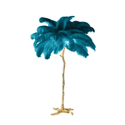 Nordic Ostrich Feather LED Floor Lamp for Living Bedroom - Peacock blue / H120cm 35