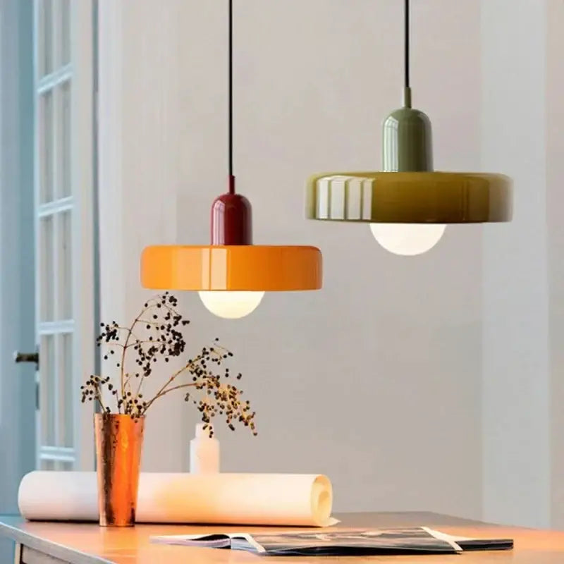 Nordic Retro Macaron Glass Pendant Light - Lighting