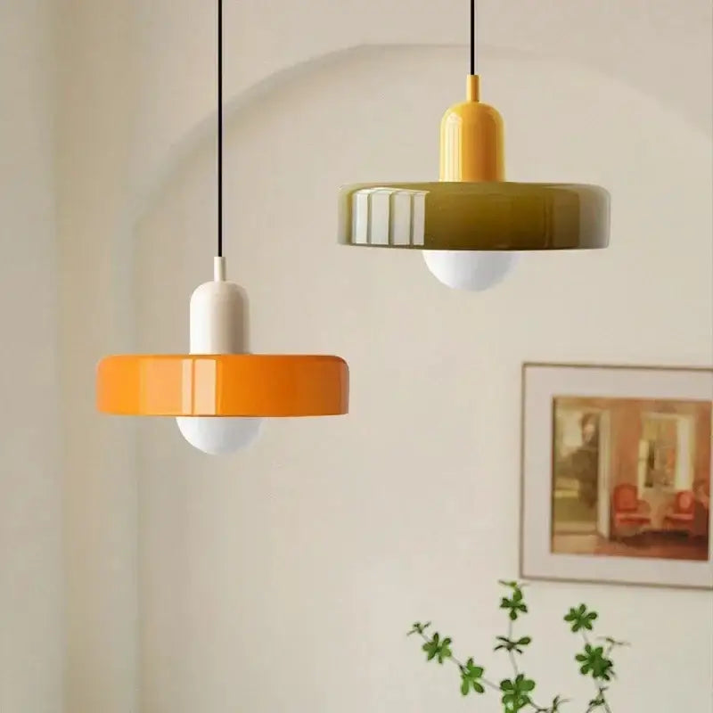 Nordic Retro Macaron Glass Pendant Light - Lighting