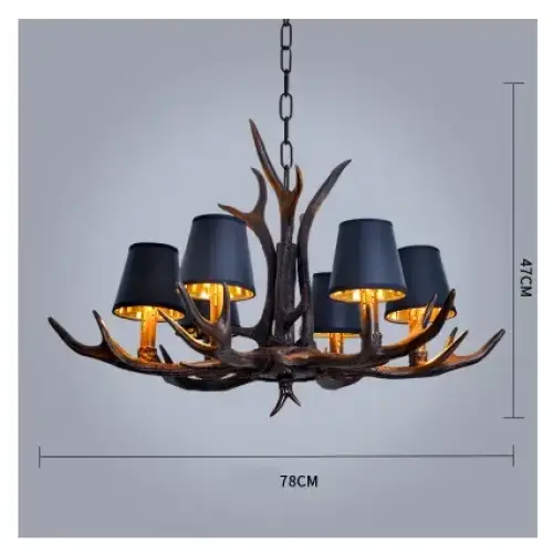 Nordic Romantic Deer LED Horn Chandelier for Living Restaurant - 6 Lights - lampshade