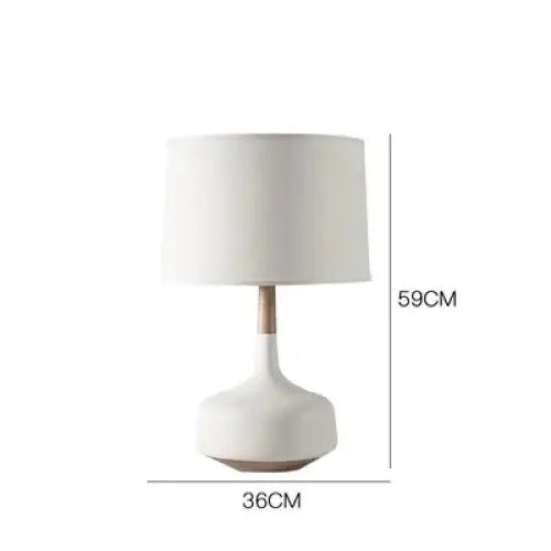 Nordic White Wood Fabric Desk Lamp for Study Living Bedroom - Table