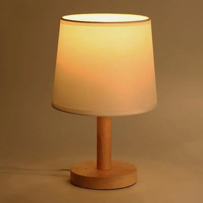 Nordic Wooden Fabric Shade Table Lamp - Wood Lighting > & Floor Lamps Desk