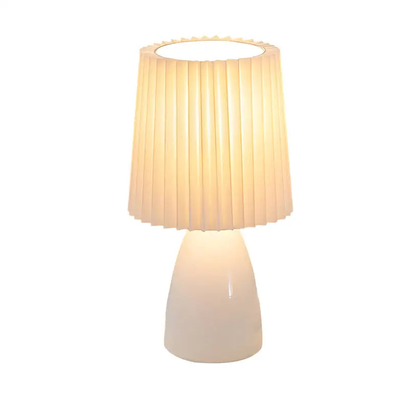 Pleated Fabrics Glass Base USB Dimmable Table Lamp - Lighting > & Floor Lamps lamps