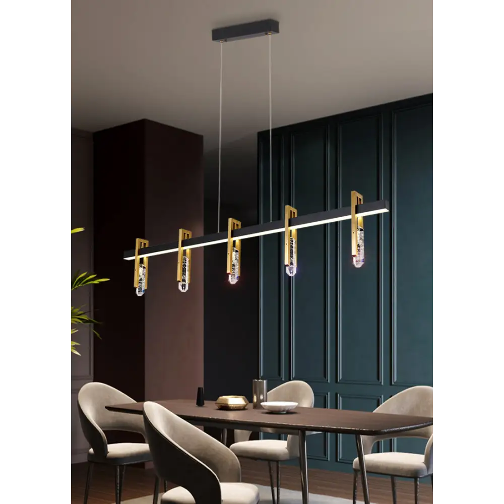 Postmodern Copper Crystal LED Pendant Lamp: Living Kitchen - 4 Lights - Lighting