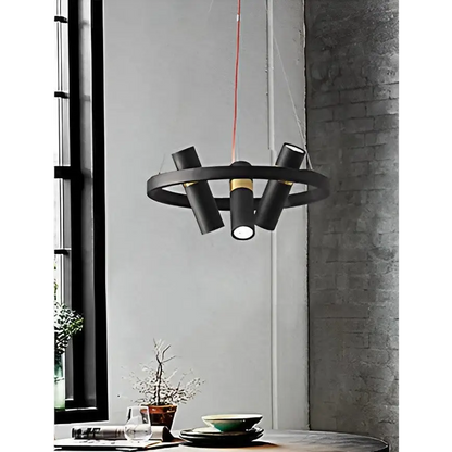 Round Black Metal LED Pendant Light for Living Dining - 3 Heads / Cool - Home & Garden >