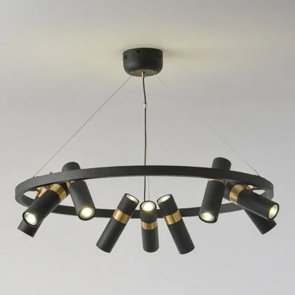 Round Black Metal LED Pendant Light for Living Dining - Home & Garden > Lighting Fixtures