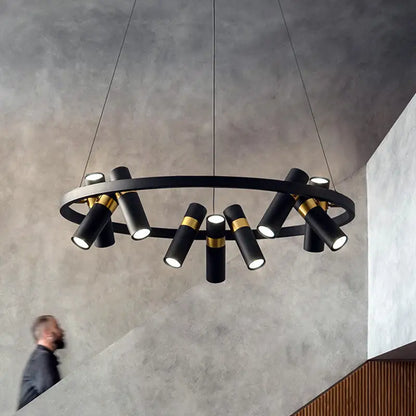 Round Black Metal LED Pendant Light for Living Dining - Home & Garden > Lighting Fixtures