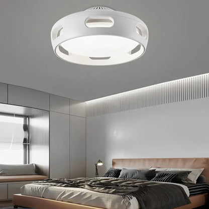 Round Smart Dimmable LED Bladeless Ceiling Fan Light - Lighting > lights Fans