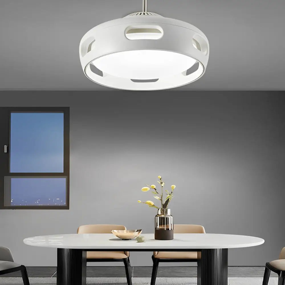 Round Smart Dimmable LED Bladeless Ceiling Fan Light - Lighting > lights Fans