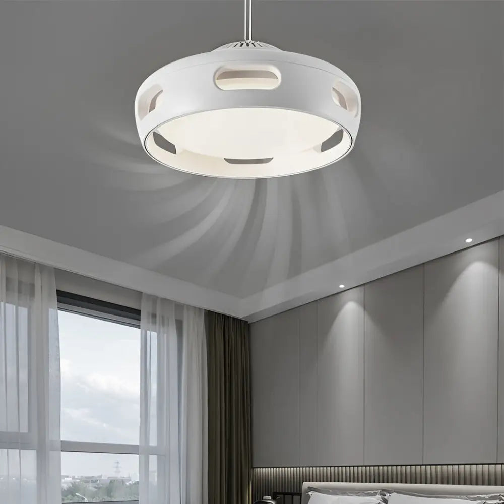 Round Smart Dimmable LED Bladeless Ceiling Fan Light - Lighting > lights Fans