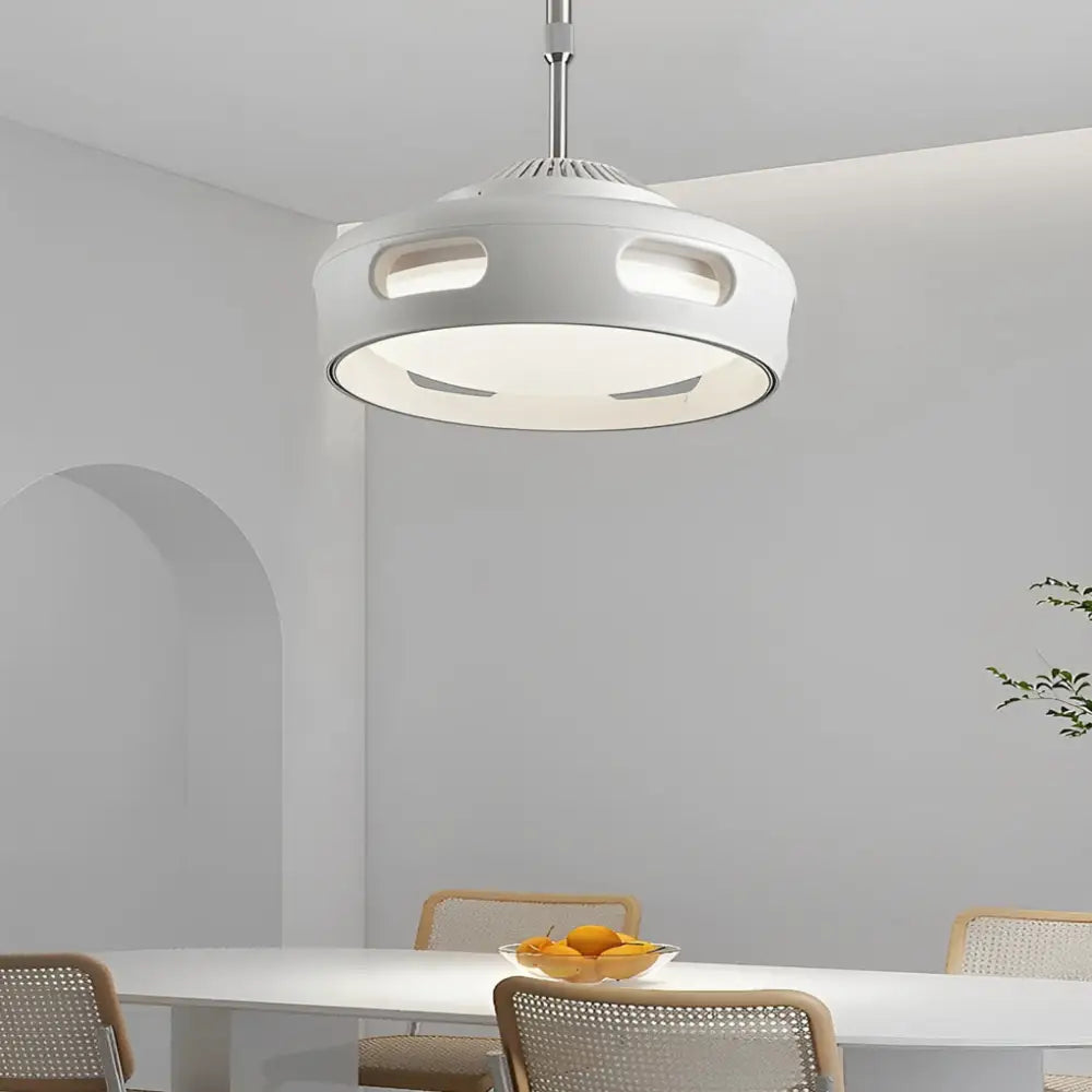 Round Smart Dimmable LED Bladeless Ceiling Fan Light - Hanging - Lighting > lights Fans