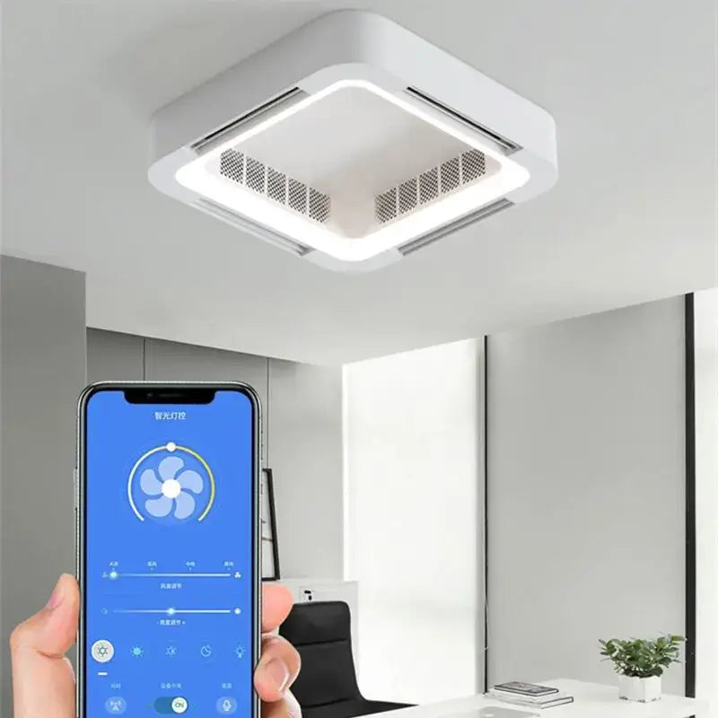 Smart Bladeless Ceiling Fan With Light for Living Bedroom Office - Fans