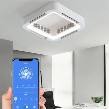 Smart Bladeless Ceiling Fan With Light for Living Bedroom Office - Fans