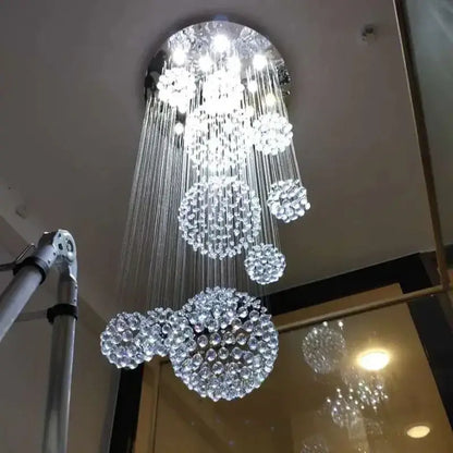 Spiral Raindrop Crystal Ball LED Staircase Chandelier - Home & Garden > Lighting Fixtures