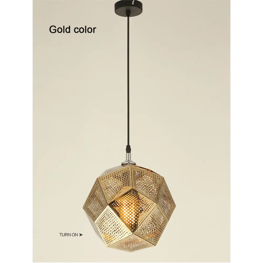 Stainless Steel Industrial Plating Pendant Lamp for Dining Living - Gold / Dia9.8’