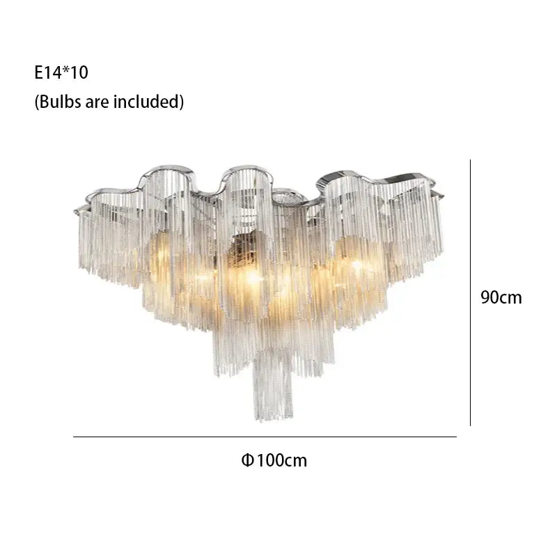 Tassels Aluminum Dimmable Ceiling Chandelier - 100cm/39.37’’ / Dimmable/Warm