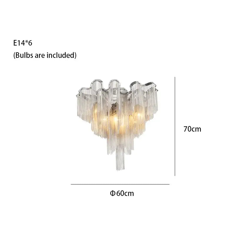 Tassels Aluminum Dimmable Ceiling Chandelier - 60cm/23.62’’ / Dimmable/Warm