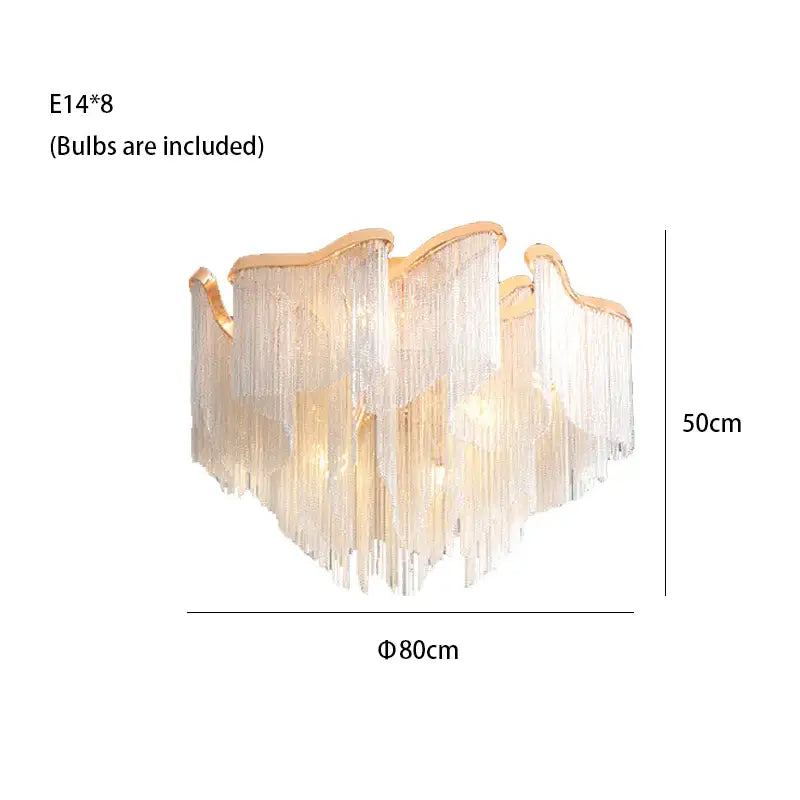 Tassels Aluminum Dimmable Ceiling Chandelier - 80cm-Short/31.50“-Short / Dimmable/Warm