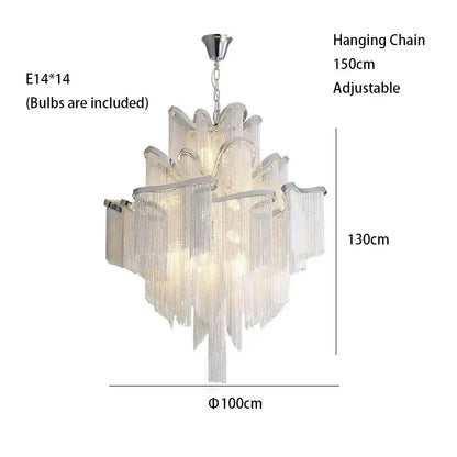 Tassels Aluminum Dimmable Ceiling Chandelier - Hanging 100cm/39.37’’ / Dimmable/Warm