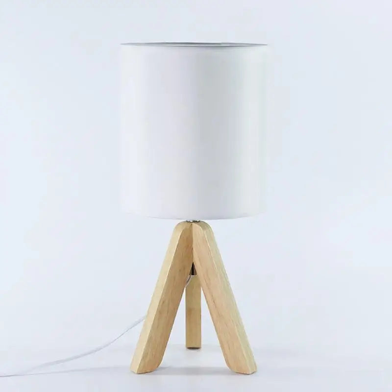 Wooden Tripod Table Lamp with Linen Shade - Lighting > & Floor Lamps