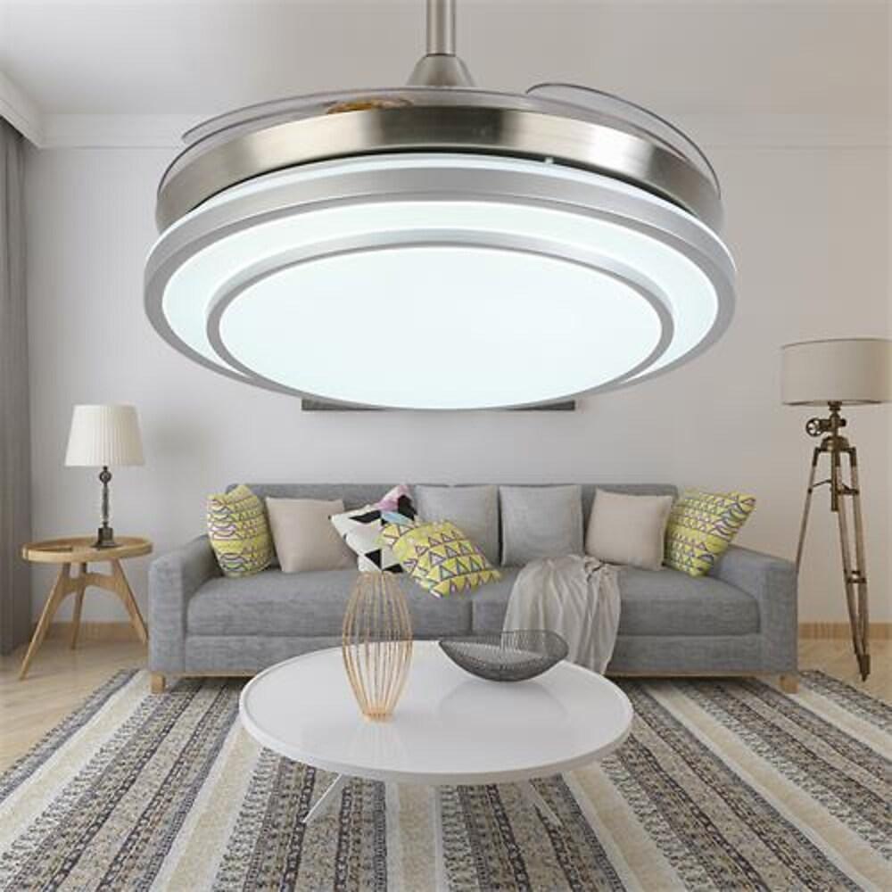 Gold Chandelier Ceiling Fan with LED and Retractable Blades