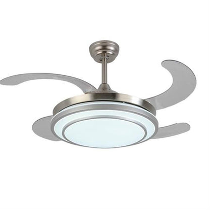 Gold Chandelier Ceiling Fan with LED and Retractable Blades